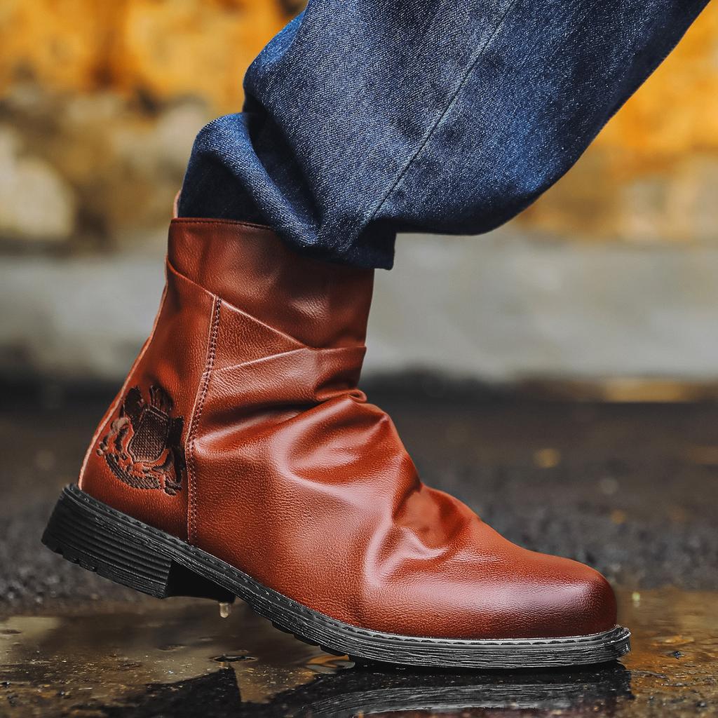 Fashion Leather Chelsea Men Boots  Business Dress Boots Shoes Men Black Brown Ankle Boots