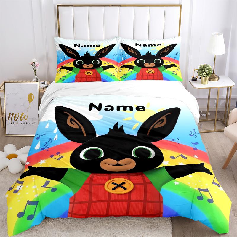 Custom Textile Bunny Friends Bedding 3 Piece Set HD Print Duvet Cover Pillowcases for Teens Adult Bedroom Decoration