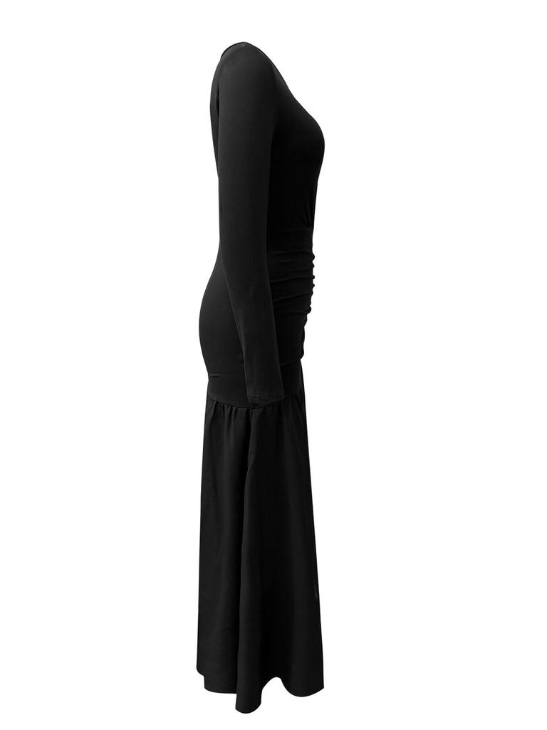European & American Women's One-Shoulder Sexy Ruched A-Line Dress - Autumn/Winter 2024 Collection