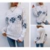 European & American Women's 2024 Autumn/Winter Snowflake Sweater - Casual Long-Sleeved Knitwear with Half-High Collar