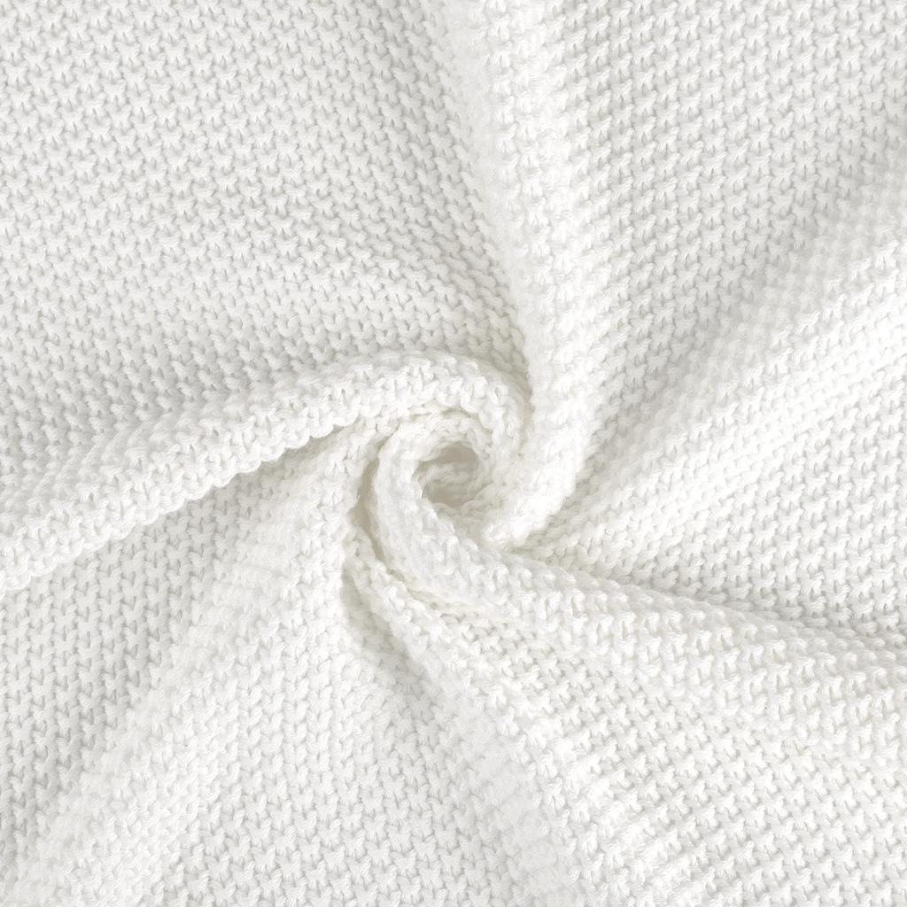 uxcell Cotton Knit Throw Blanket, Soft Solid Decorative Knit Blanket for Sofa, Couch, or Bedroom, White, 150*200cm