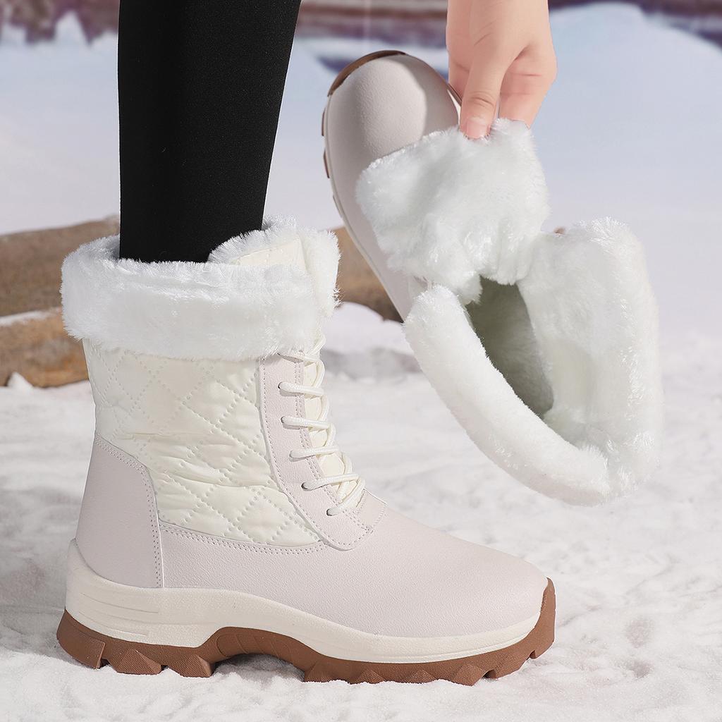 TUINANLE Unisex Black Snow Boots: Velvet, Lightweight, Thickened Plush Warmth Women Ankle Boots Men Cotton Shoes