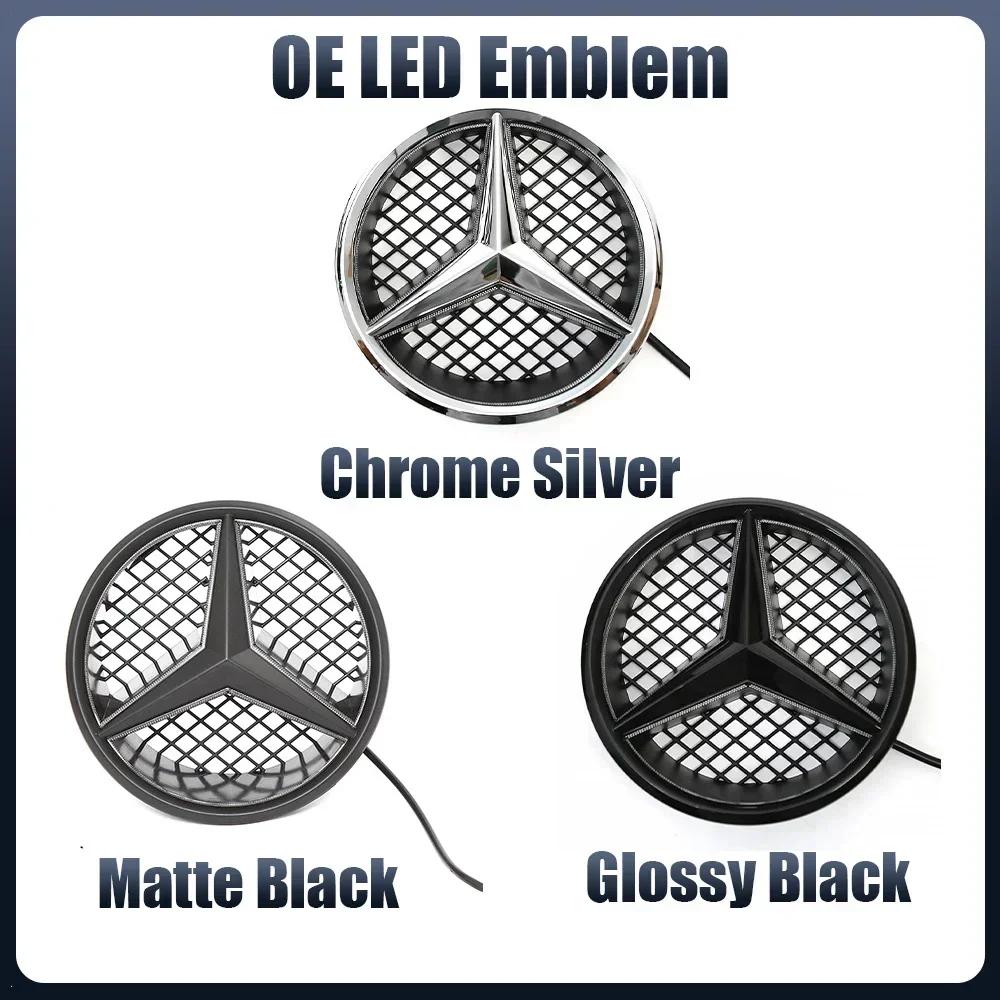 2025 Heiß Für Mercedes Benz Für Mercedes Benz OE LED Emblem Licht Auto Silber Und Schwarz Frontgrill Beleuchtetes Logo Stern Abzeichen B