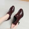 Fashion Comfortable Deep Mouth Soft Leather Shoes Women's Pumps 2024 Spring Black Block Heels Shoes for Office Mom Dance Single Shoes