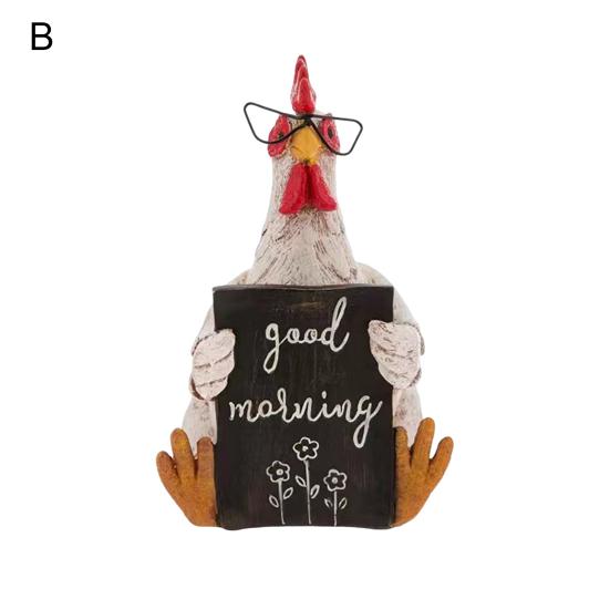 Dobré ráno Kuřecí figurka Pryskyřice Sedící Ležící Slepice Socha Socha Domácí kancelář Stolní polička Dekorace Ornament Festival Dárek