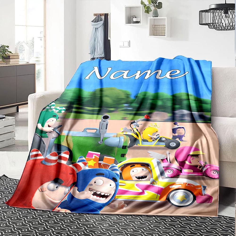 Coperta Personalizzata con Nome Personalità Oddbods Morbida e Calda per Divano Ufficio Letto Viaggio Pausa Pranzo, Regalo Adatto a Tutte le Stagioni