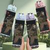 1PC Black White Band Photo 750ml Sports Water Bottle Leakproof Straw Lid Outdoor Office Home