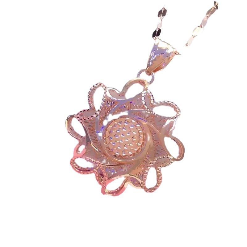 Exquisite Russian 585 Purple Gold Simple Ins Style Temperament Korean Version Colored Gold Flower Pendant Plated Rose Gold Necklace