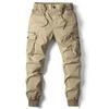 Men's European & American Cargo Jogger Pants - Autumn/Winter, Drawstring Elastic Waist, Casual Style