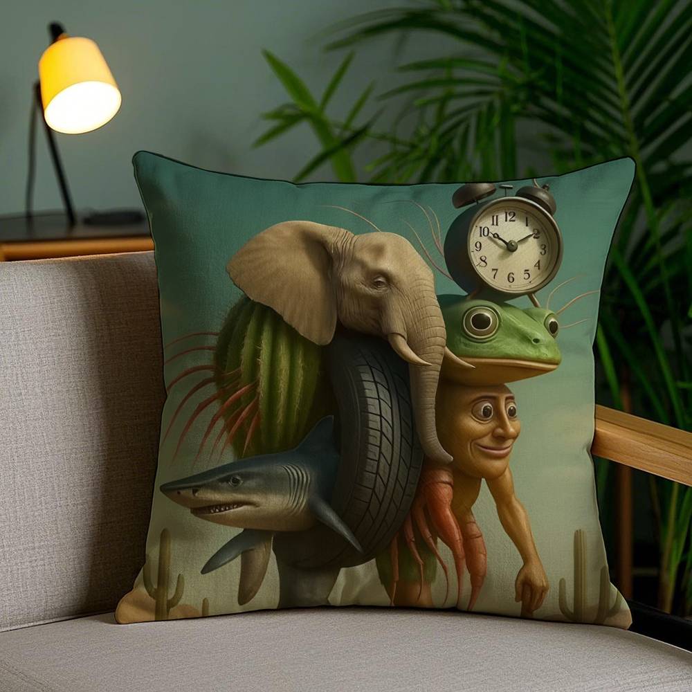 Italian Brain Rot Meme Tralalero Tralala Pillow Case Sofa Short Plush Double-sided HD Printing Room Home Office Cushion Cover