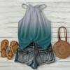Damen ärmelloses Tanktop im Bohemian-Stil mit Farbverlaufdruck, lässig locker geschnitten, Sommer-Oberteil Weste Bluse für den täglichen Gebrauch