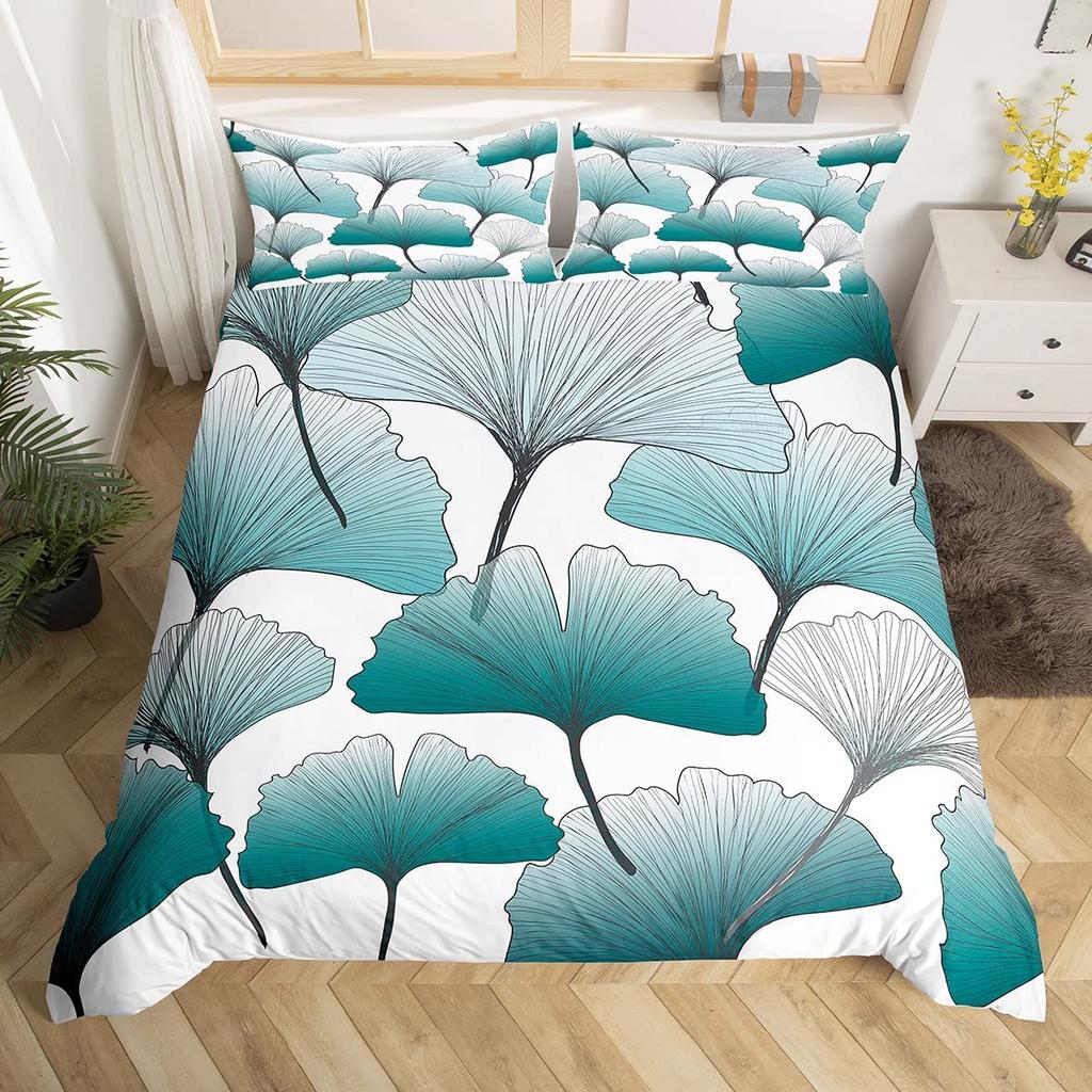 Povlak na přikrývku Ginkgo List Queen Přírodní Botanická Ložní souprava Rostliny Rustikální Farmářský Povlak na přikrývku Abstraktní Listy Povlak na peřinu