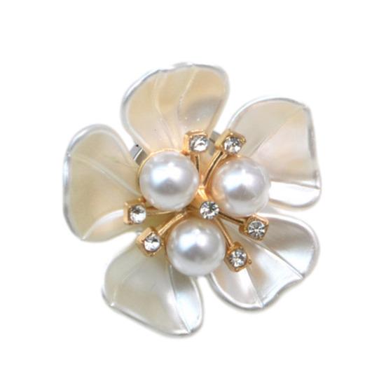 Flower Cufflinks Faux Pearl Rhinestone Flower Button Covers for Women Dress Shirts Crafting DIY Embellishments Gifts