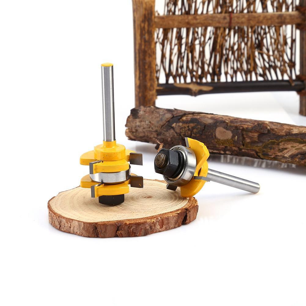 2er Set Schaft Passende Nut- und Federfräser 34in Lager 14in Schaft 3 Zähne T-Form Holz