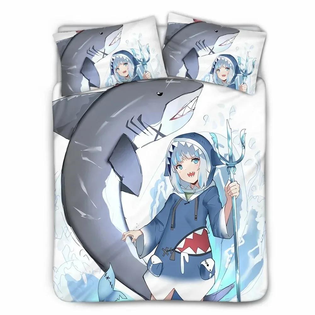 Anime Hololive EN Gawr Gura 3D Printed Bedding Set Duvet Covers Pillowcases Comforter Bedding Set Bedclothes Bed Linen