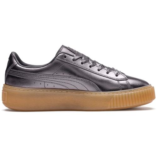 PUMA Basket Platform Luxe Silver Womens 366687-01