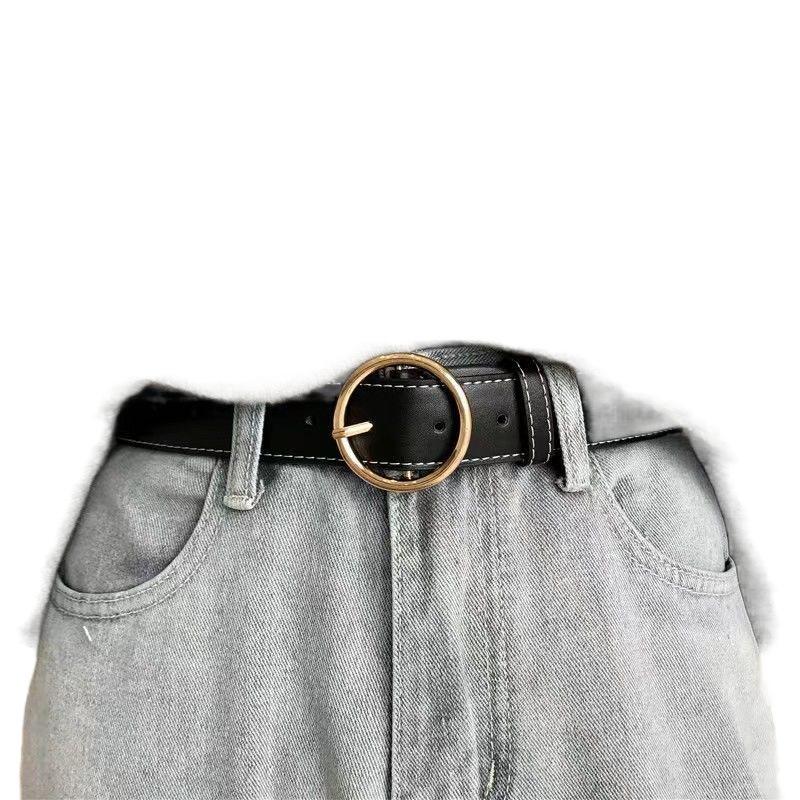 Modern Womens Gold Buckle Waist Belt Timeless Pu Material Ideal For Jeans And Attire Casual