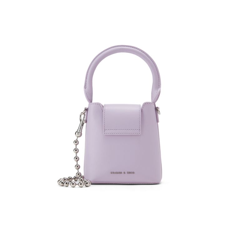 Charles & Keith Mini Bow Leather Handbag Crossbody Bag Women handbags Lilac Nude SL2-50270968