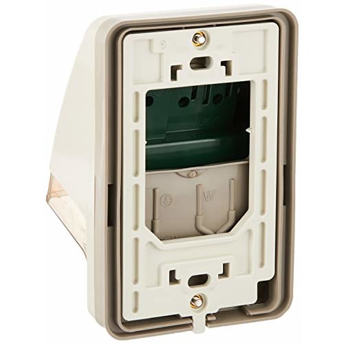 Panasonic WK4105 Fully Grounded Waterproof Double Outlet with Preventive Type and Earth Terminal for Both Exposed and Recessed Use Cream Gray