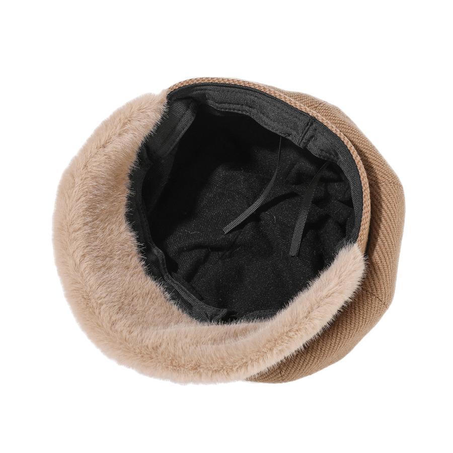 Thick Plush Octagonal Hat Women's British Solid Color Painter Hat Autumn Winter Newsboy Hat