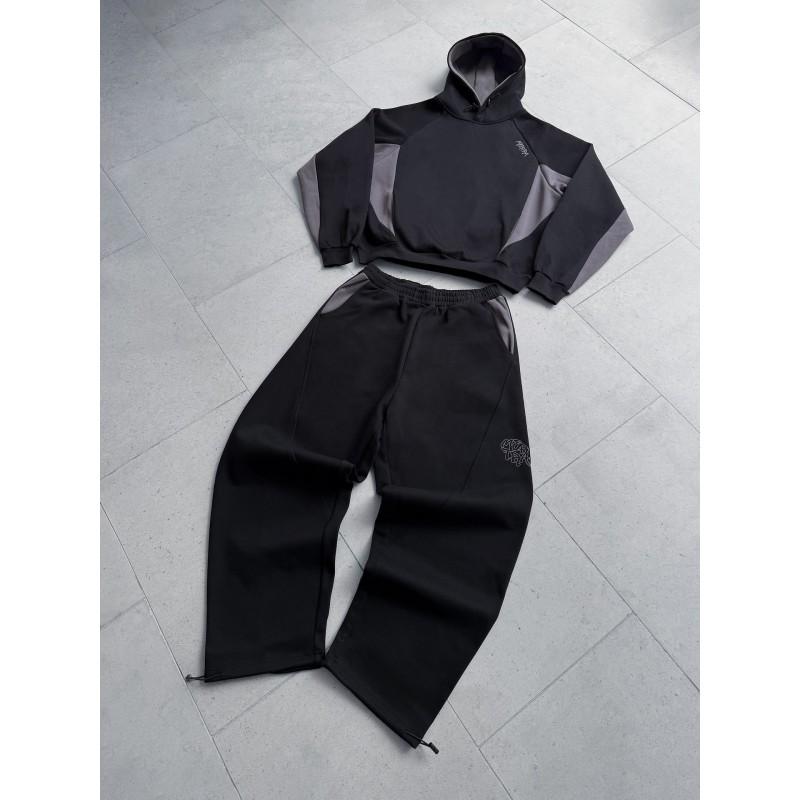 Mertra Męski Zestaw Bluza i Spodnie Dresowe Retro Luźny Krój Haftowany Streetwear Casualowy Zestaw 2-częściowy