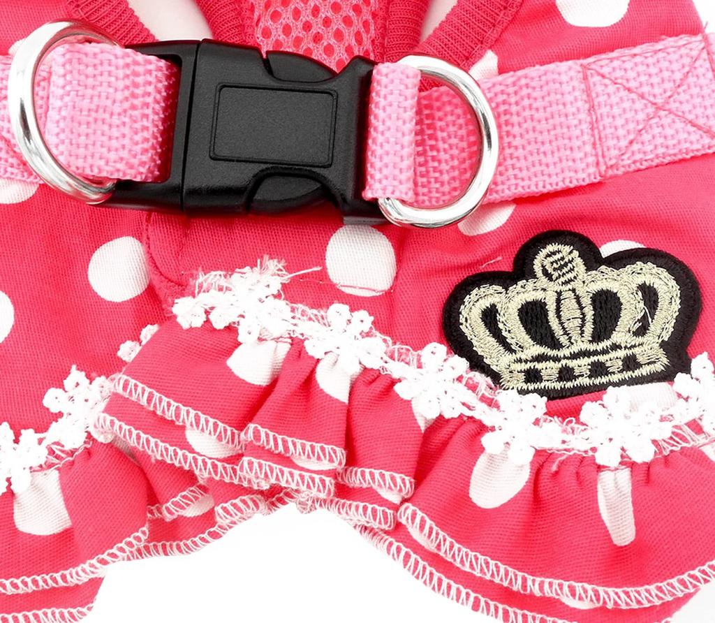 Zunea Pet Supplies Dog Harness for Small Dogs Cute Dot Polka Dot Pattern Lead Set Breathable Soft Mesh Lining Stylish Dog Clothes Vest Walking Pink S
