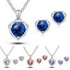 Women's Fashion Jewelry Heart Pendant Necklace Ear Studs Earrings Set