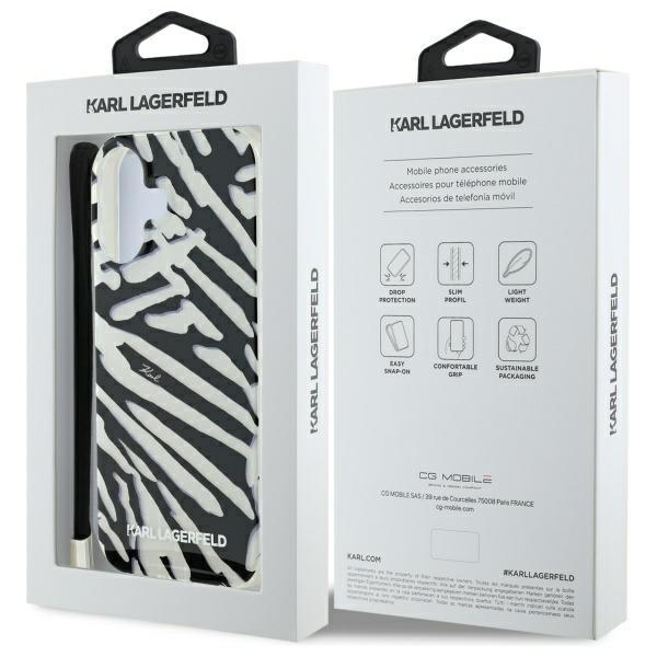 Karl Lagerfeld Klhcp16Shzbpkcck Iphone16 6.1 Czarny/Black Hardcase Iml Zebra Pattern & Cord