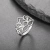 COOLTIME Women Lotus Ring Stainless Steel Buddhism Yoga Lucky Finger Ring Amulet Jewelry Gift