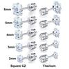A Stainless Steel Stud Earrings Four Claws Inlaid with 2-6mm Zircon Fashion Design Colored Earrings Trendy Men and Women