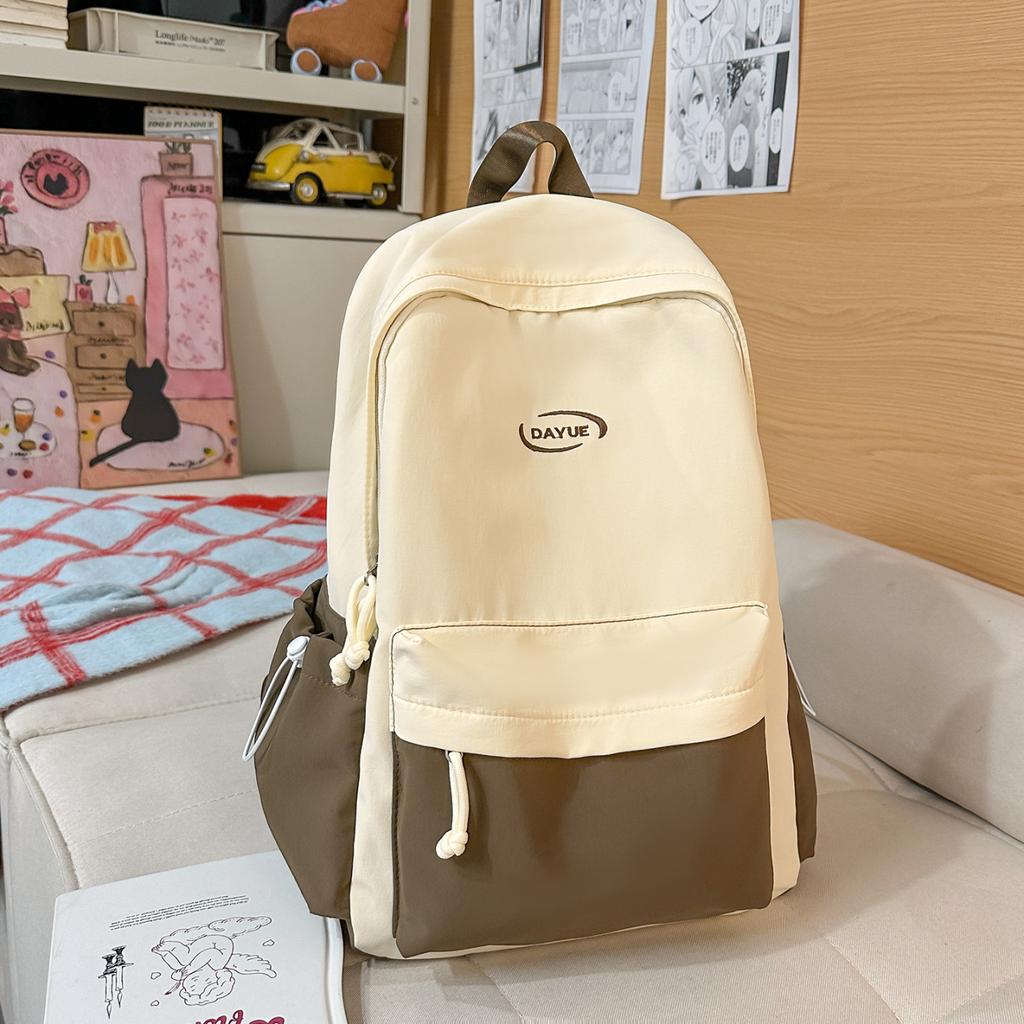 Schoolbag Schoolbag Female Ins Contrasting Colors Junior High School Students High School Girls Backpack Large Capacity Leisure Travel Backpack 