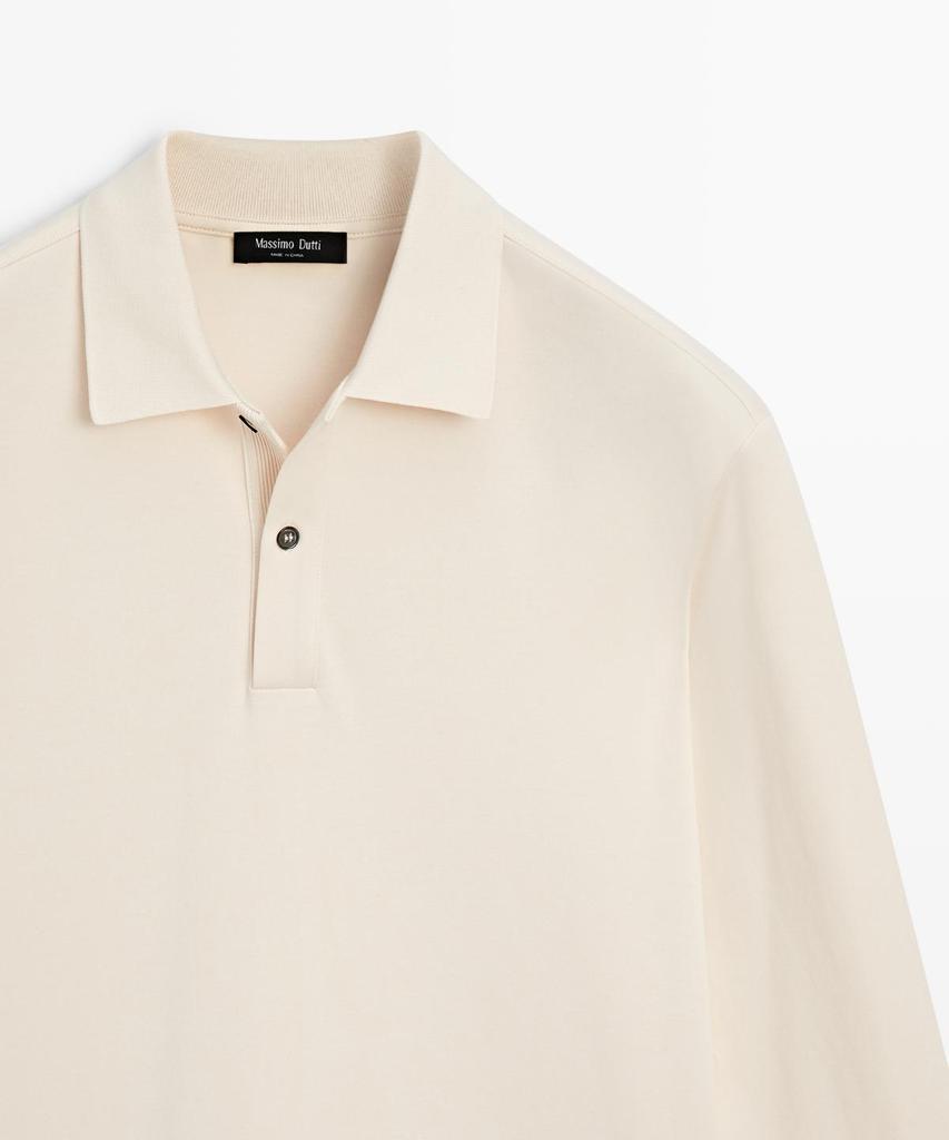Masimodutti Long Sleeve Polo Shirt With Ribbed Details