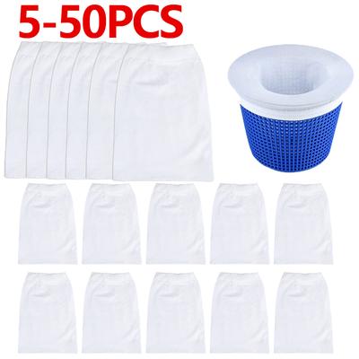 5-50pcs Pool Skimmer Socks Household Perfect Savers Nylon Mesh Design for Filters Baskets Skimmers Swimming Pool Accessories