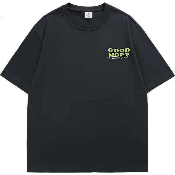 MMOPTOP Trendy Printed T-Shirt, Men's Summer Pure Cotton Heavyweight Short-Sleeve Loose Casual Undershirt, Women's M0004 Apricot Color 2XL