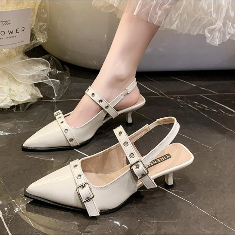 Designer Narrow Band Buckle Strap Pumps Women Sandalias Tacon Sexy Pointed Toe Thin Heels Wedding Banquet Dress Mule Ladies Shoe