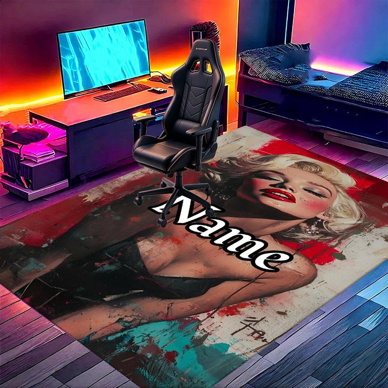 Custom Name Personalized Marilyn Monroe Print Carpet, Versatile Home Decor Rug, for Playroom, Apartment, Balcony, Entryway, Hallway Gift