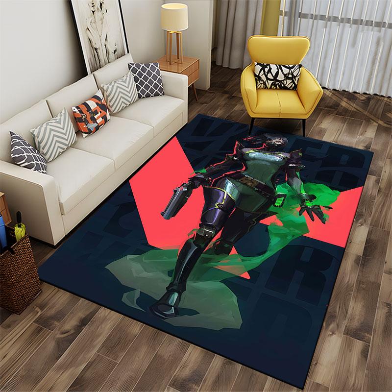 Masked Warrior with Green Mist suitable as a non-slip mat for the living room or bedroom sofa