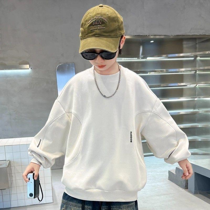 Dívčí módní volná mikina s kulatým výstřihem a dlouhým rukávem - Kolekce Podzim/Jaro 2025