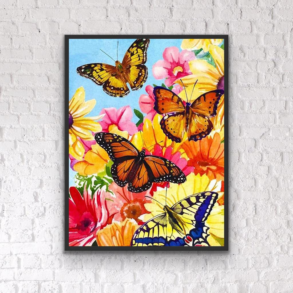 5d Diy Diamond Beautiful Painting Flowers And Butterflies Diamond Embroidery Cross Stitch Kit Full Rhinestone Mosaic Home Decor Gift