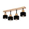 Black Ceiling Lamp Made of Wood and Metal In Scandinavian Style, 4xE27, Modern LED Lighting for Living Room, Kitchen, Bedroom, Children's Room, Loft