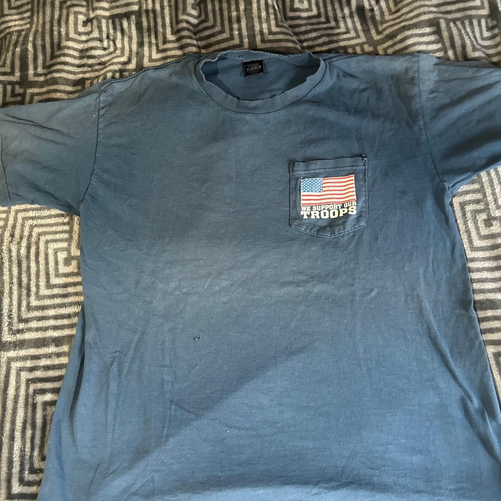Vintage 90s Blue T shirt Oversized USA Flag Don’t Gamble With Your Future Size Unisex T-Shirt XL