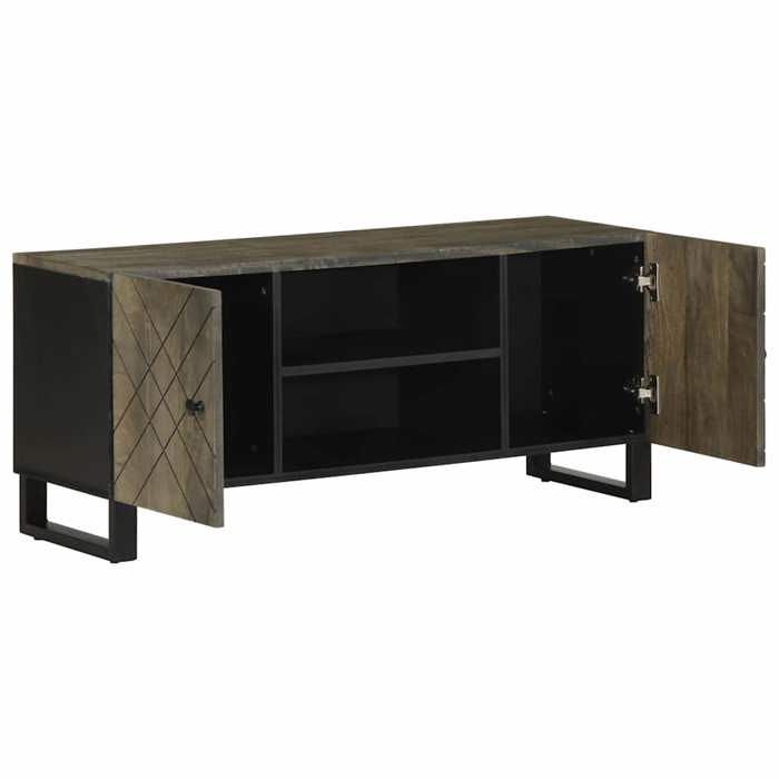VidaXL TV Stand Black 105x33x46 Cm Solid Mango Wood, TV Bench, TV Unit, Multimedia Unit, TV Sideboard, Hi-fi Unit, 4017684