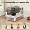 Stainless Steel Cat Litter Box with Lid XXL 72L for Large Cats and Multiple Cats with Double Doors, Scoop, Pedal, Anti-Leak