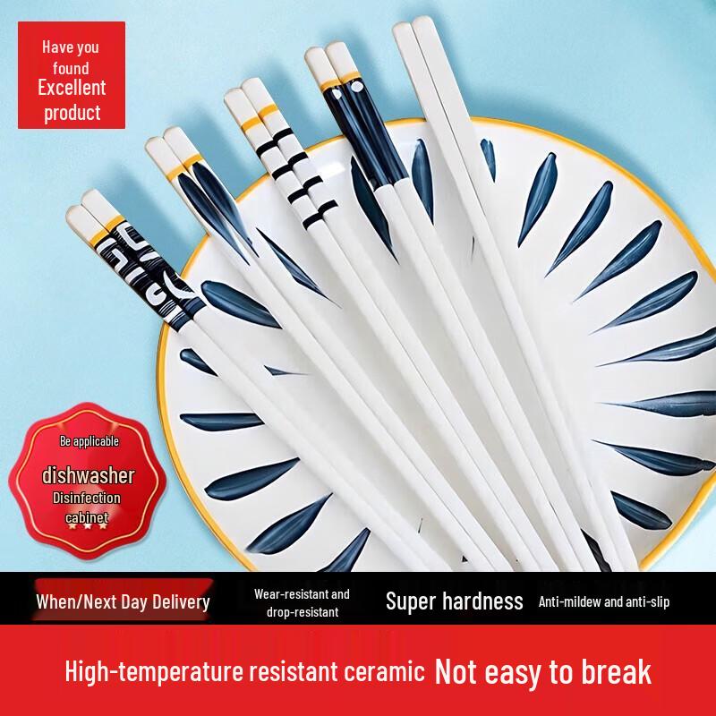 5 Pairs Premium Ceramic Chopsticks Set Official Good Product - Five-Star Recommended