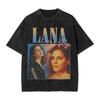 Lana Del Rey CANTANTE Maglietta Stampata Lavata Streetwear Hip Hop T-shirt Casual per Uomo Donna Cotone Streetwear