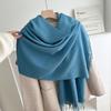 Classic Solid Tassel Scarf Men Women Fall Winter Imitation Cashmere Thick Versatile Shawl Causal Wrap Warm Muffler Male Female