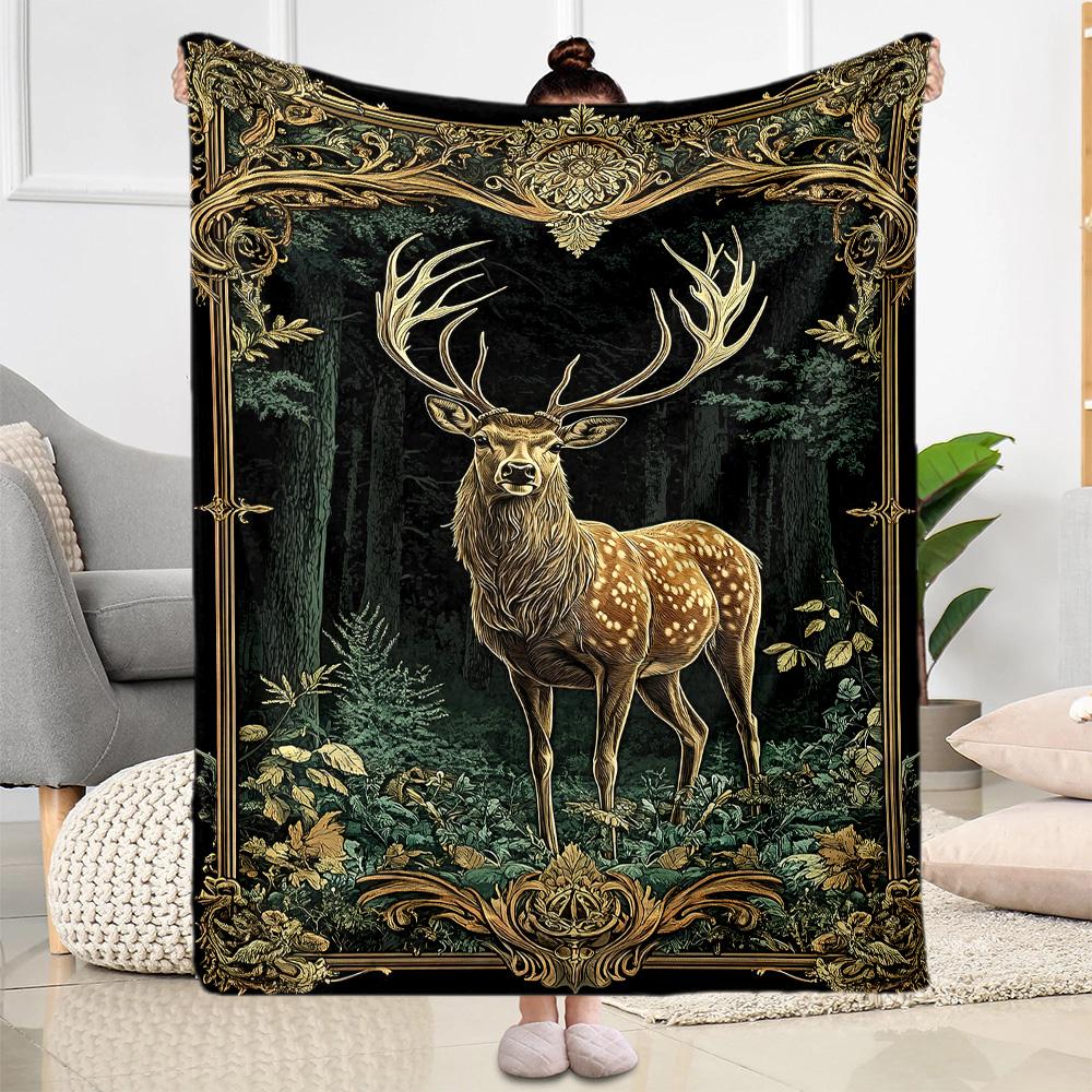 Deer Blanket Durable Comfort Great for Bedding Office Chair Bed for All Seasons Playful Design Suitable for Gifting Relatives and Friends