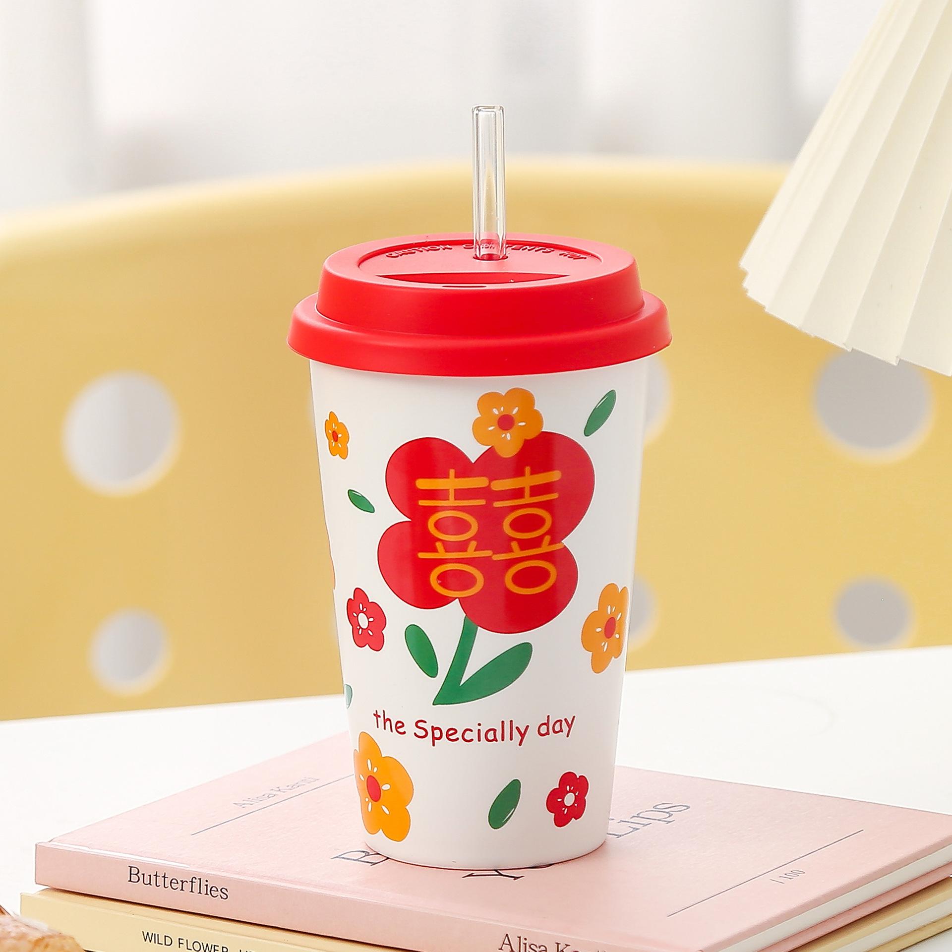 

Креативная переносная чашка в китайском стиле с соломенной кружкой, сувенирная домашняя керамическая чашка, сопутствующая кофейной чашке большой емкости 401-500ml