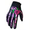 1pair Men's and Women's Rose Patterned Long Finger Outdoor Sports Off-Road Bike Cycling Gloves In Black and Pink, Winter Hand Warmers