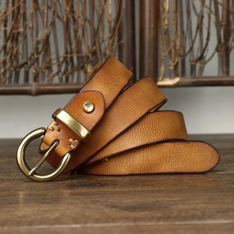 

2.8CM Thick Genuine Leather Belt for Women Pin Copper Buckle Retro Cowhide Full Match Casual Jeans Women Belts Female Quality 90cm хаки